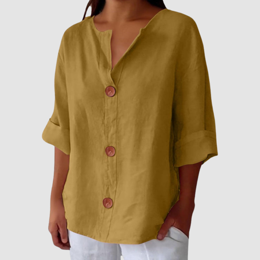 Leah | Women's Casual Linen Blouse-The Yellow Prime