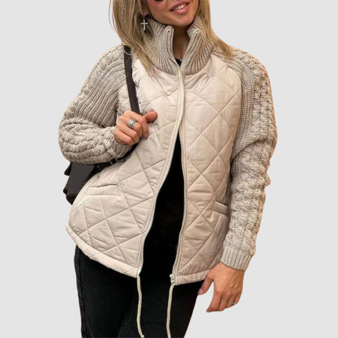 Carina | Women's Wool Patchwork Down Jacket-The Yellow Prime