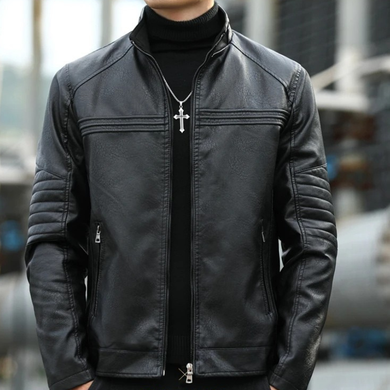 Men's Classic Leather Jacket-The Yellow Prime