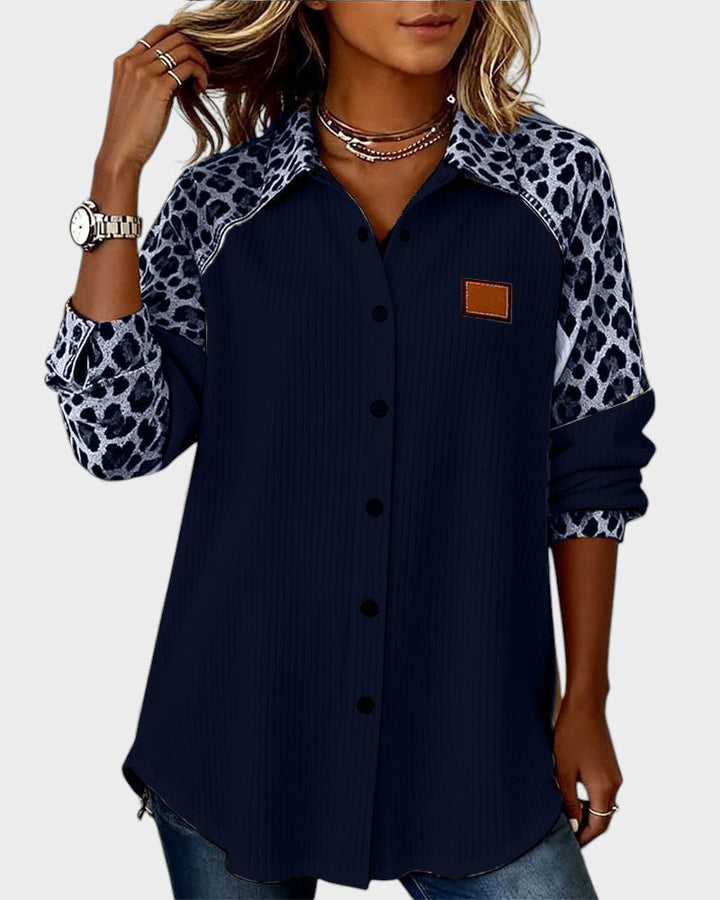 Jackie | Women's Leopard Print Button-Down Shirt-The Yellow Prime
