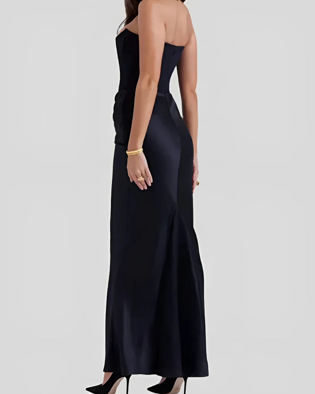 Elisabetta | Women's Draped Maxi Dress for Wedding Guests-The Yellow Prime