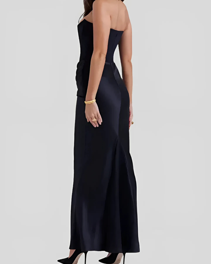 Elisabetta | Women's Draped Maxi Dress for Wedding Guests-The Yellow Prime