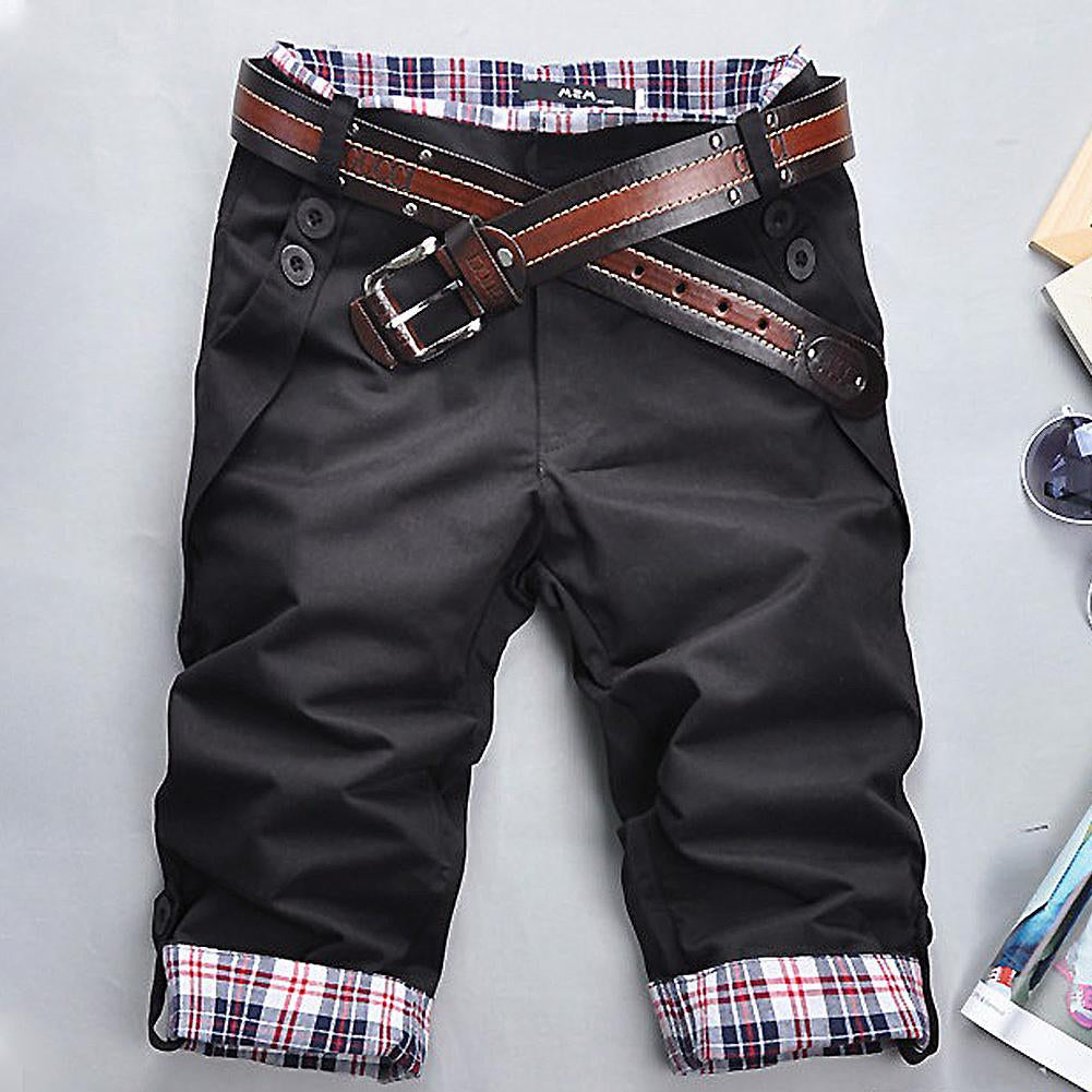 Men's Stylish Check Pattern Shorts with Belt-The Yellow Prime