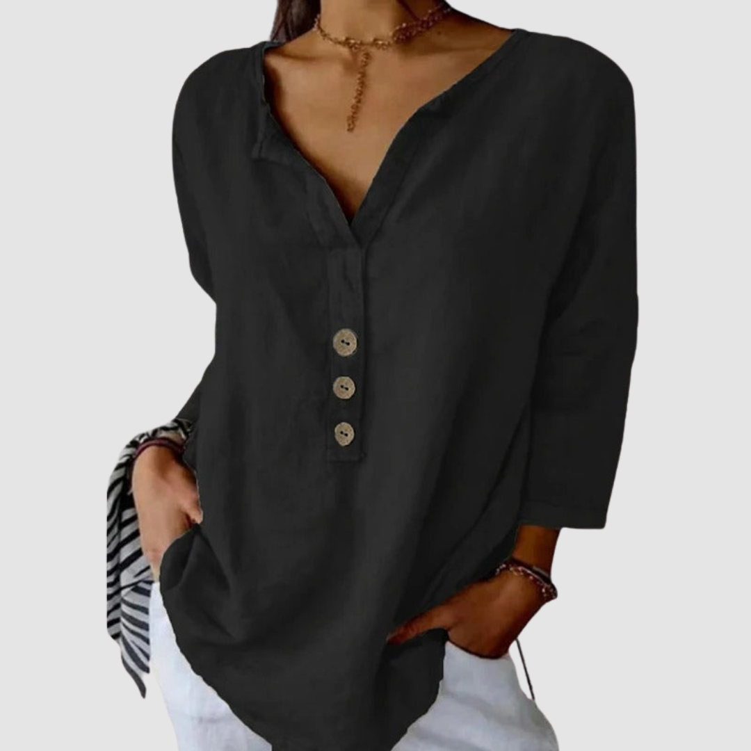 Melisa | Women's Casual Cotton and Linen Blouse-The Yellow Prime