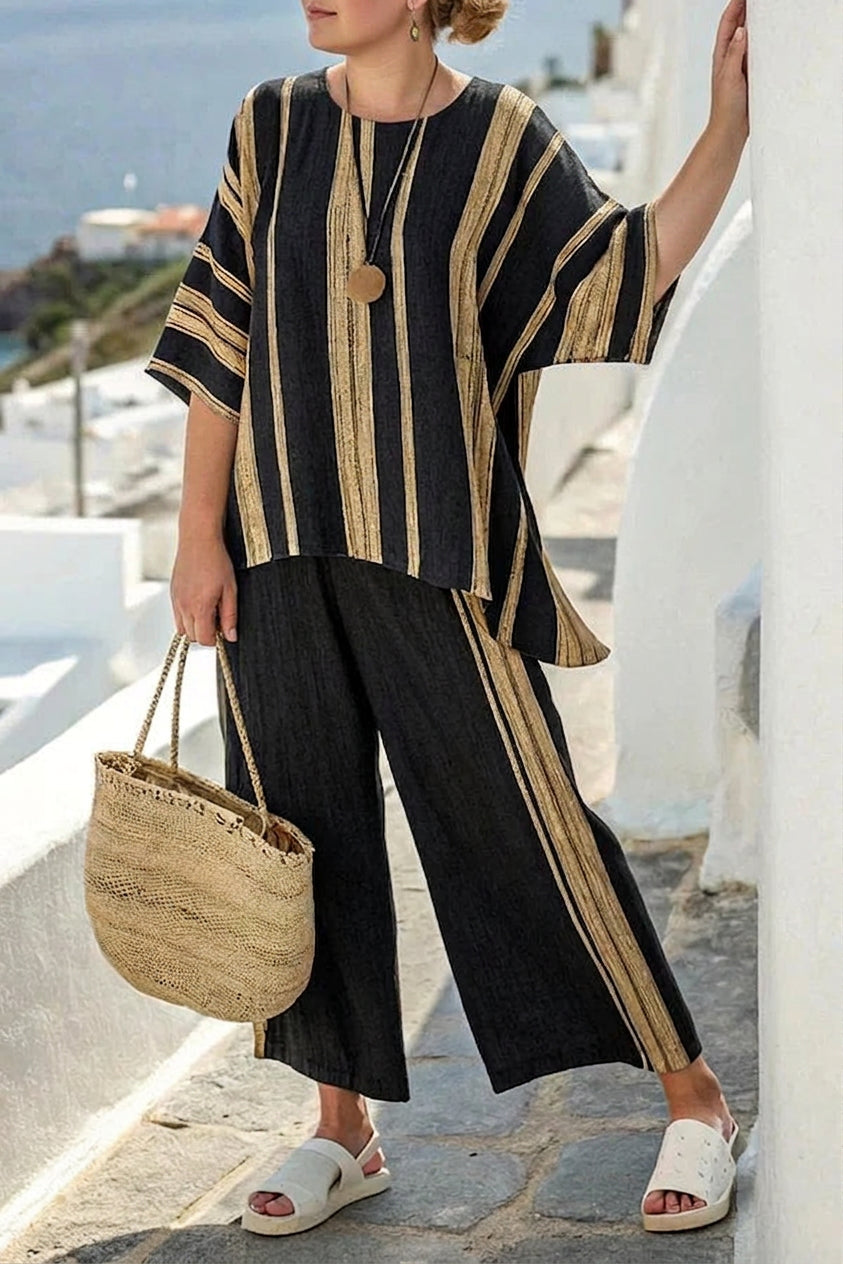 Conjunto costero con rayas doradas para mujer