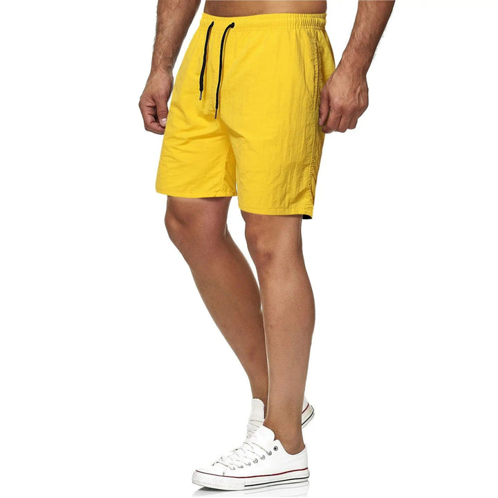 Men's Quick-Drying Solid Color Fitness Swim Trunks-The Yellow Prime