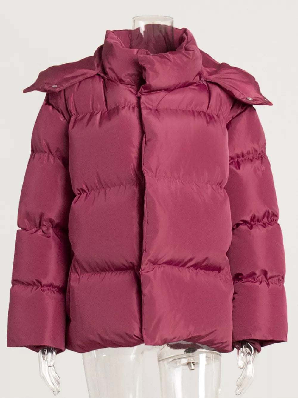 Women's Hooded Puffer Jacket with Pockets, Sizes S to L