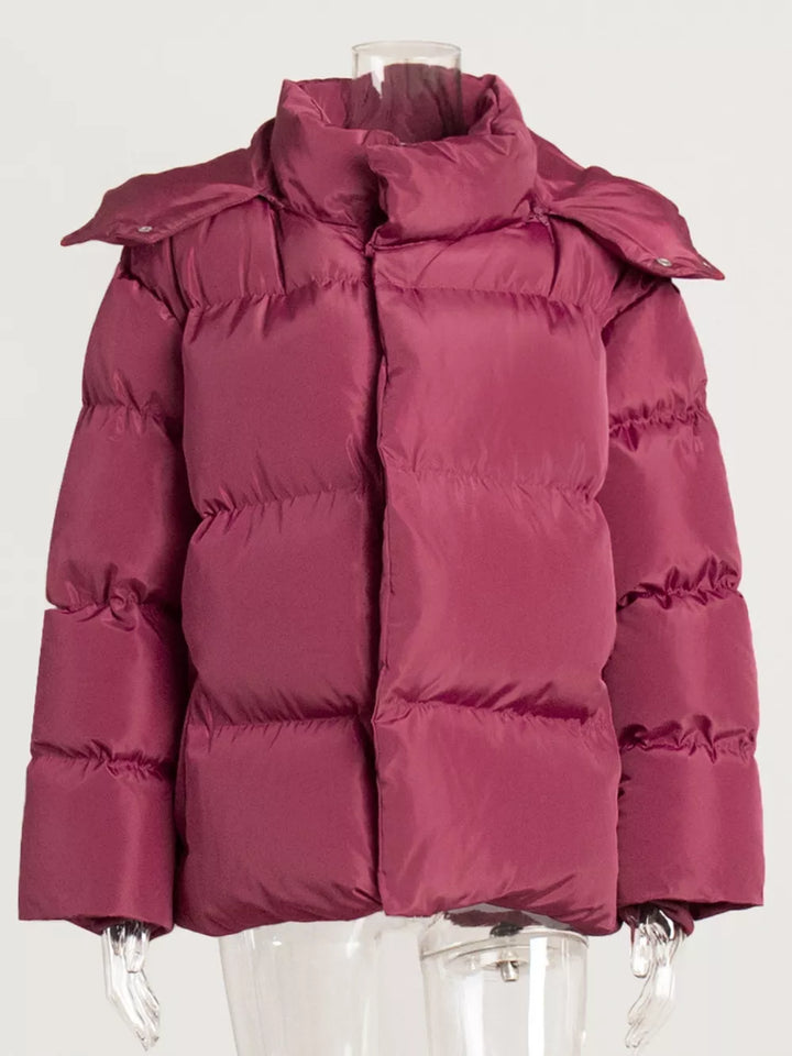 Women's Hooded Puffer Jacket with Pockets, Sizes S to L