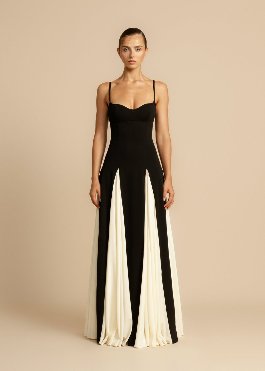 Women's Color Block Spaghetti Strap Swing Maxi Dress-The Yellow Prime