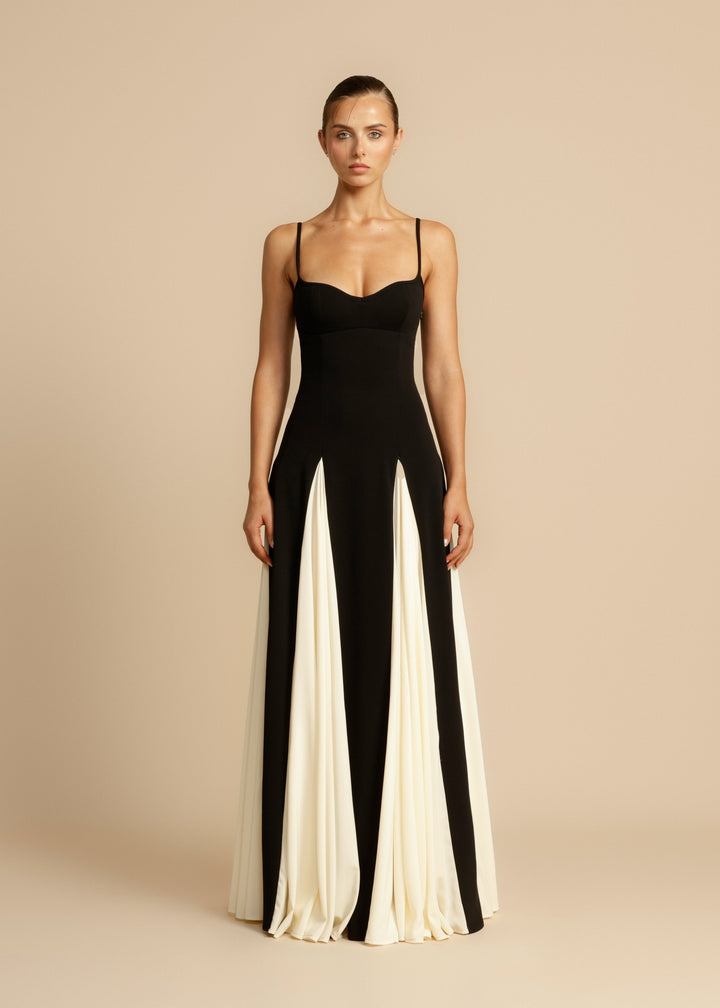 Women's Color Block Spaghetti Strap Swing Maxi Dress-The Yellow Prime
