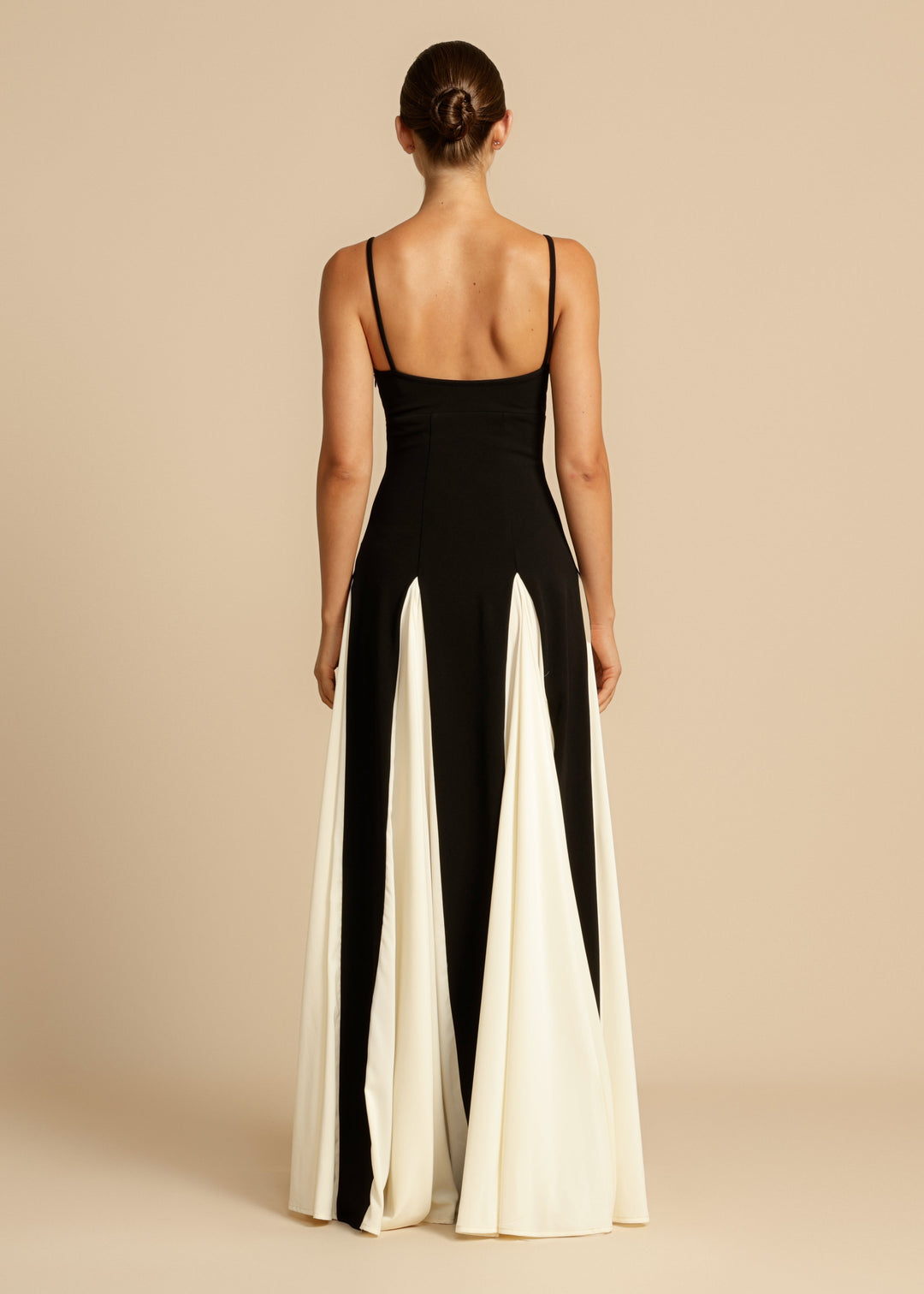 Women's Color Block Spaghetti Strap Swing Maxi Dress-The Yellow Prime