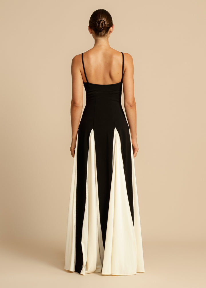 Women's Color Block Spaghetti Strap Swing Maxi Dress-The Yellow Prime