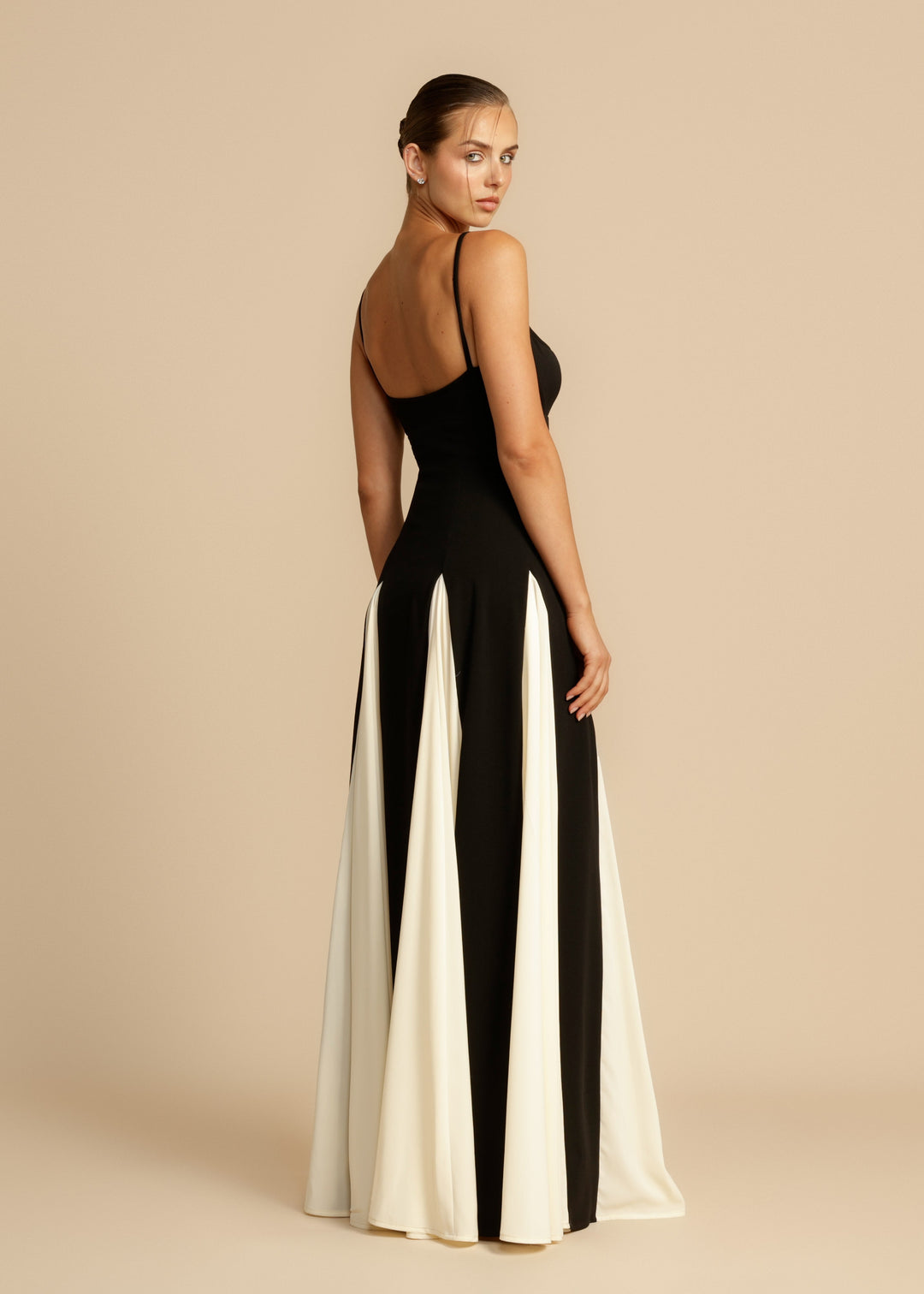Women's Color Block Spaghetti Strap Swing Maxi Dress-The Yellow Prime