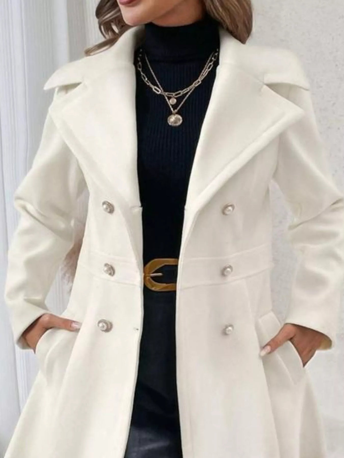 Cappotto invernale lungo da donna, doppiopetto, taglie dalla S alla 2xl