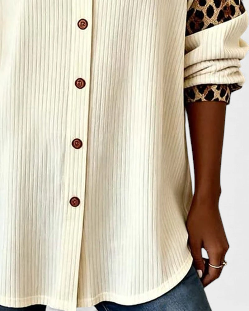Jackie | Women's Leopard Print Button-Down Shirt-The Yellow Prime