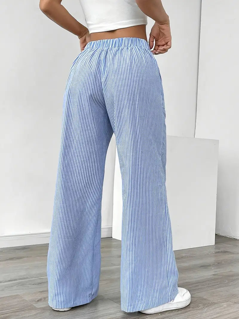 Elise | Women's Relaxed Stripe Casual Pants-The Yellow Prime