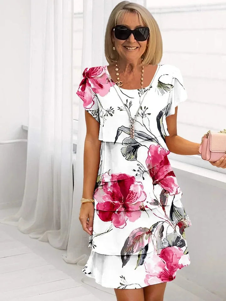 Phoebe | Women's Floral Tiered Mini Dress-The Yellow Prime