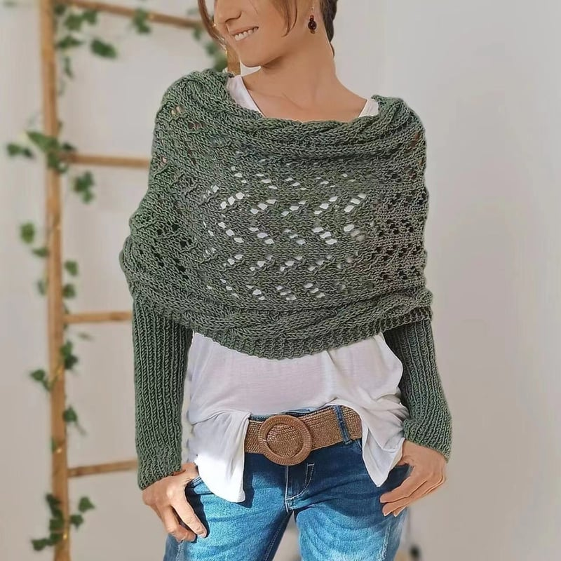 Women's Knit Openwork Rectangular Scarf for Winter-The Yellow Prime