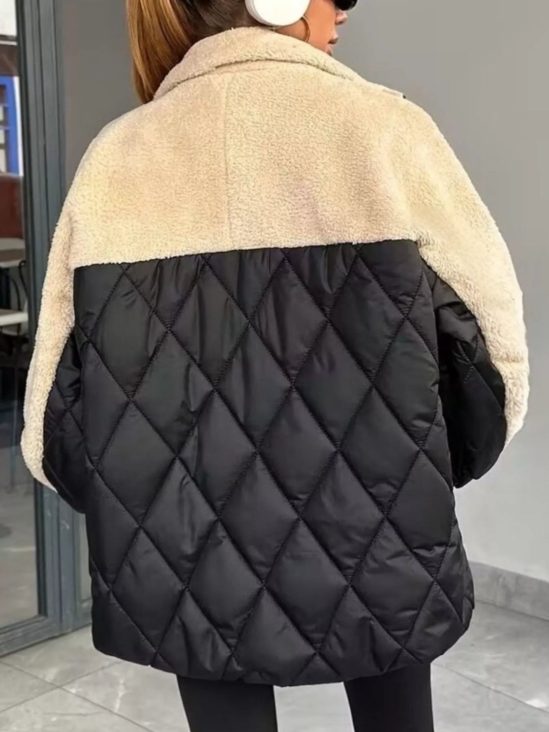 Women's Color-Block Sherpa Quilted Puffer Jacket, Sizes S to XXL