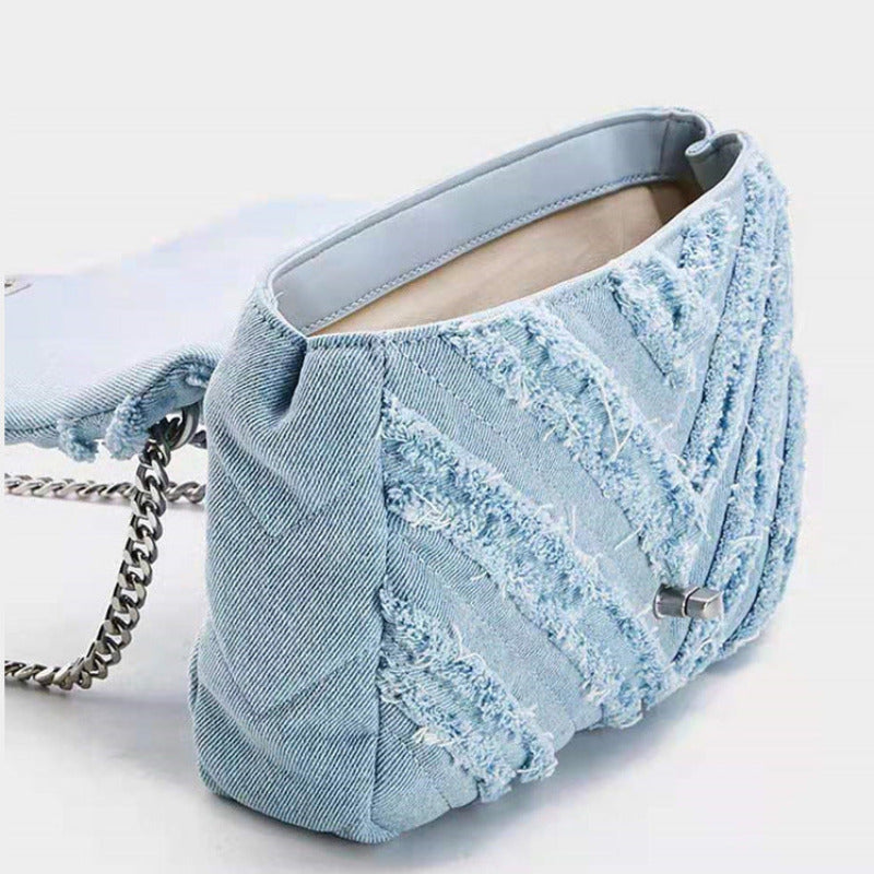 Elegant Light Blue Denim Shoulder Bag for Women-The Yellow Prime