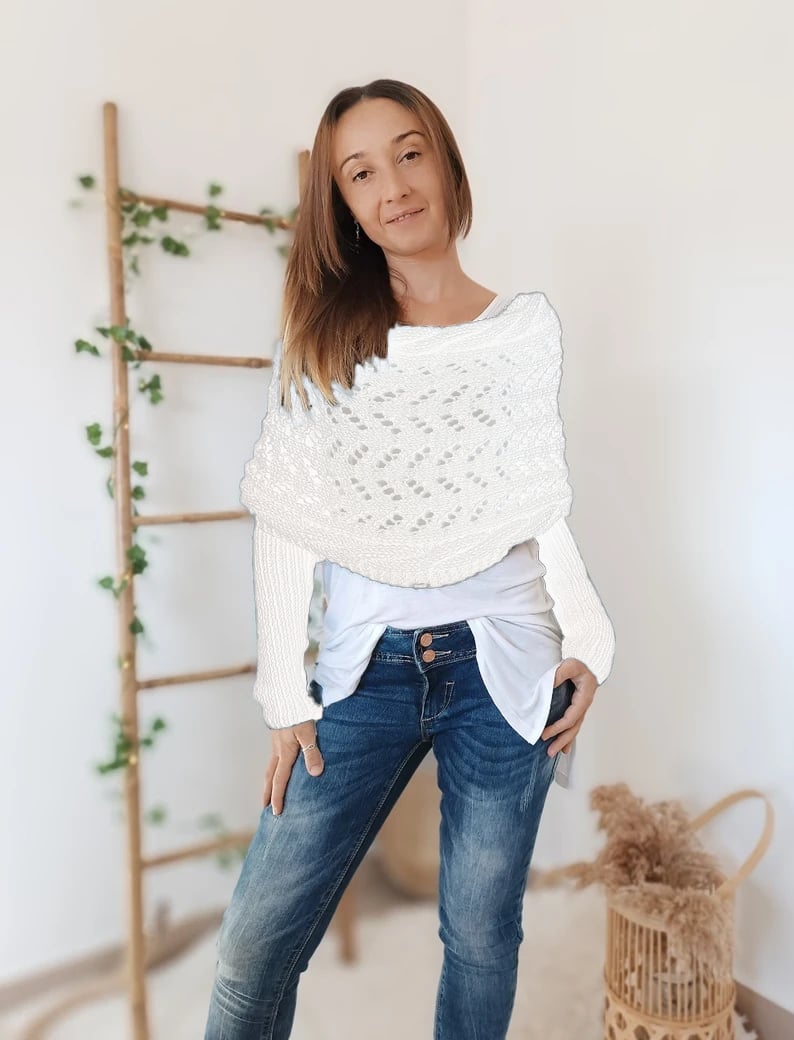 Women's Knit Openwork Rectangular Scarf for Winter-The Yellow Prime