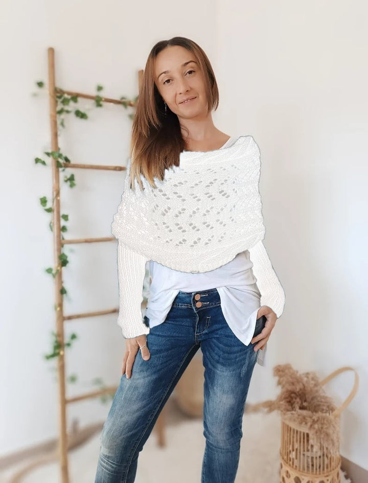 Women's Knit Openwork Rectangular Scarf for Winter-The Yellow Prime