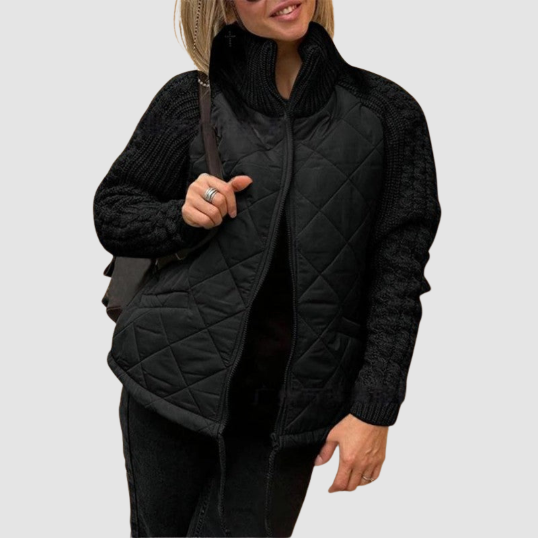 Carina | Women's Wool Patchwork Down Jacket-The Yellow Prime