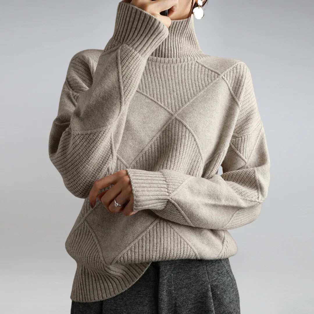 Women's Soft Knitted Turtleneck Sweater with Classic Style
