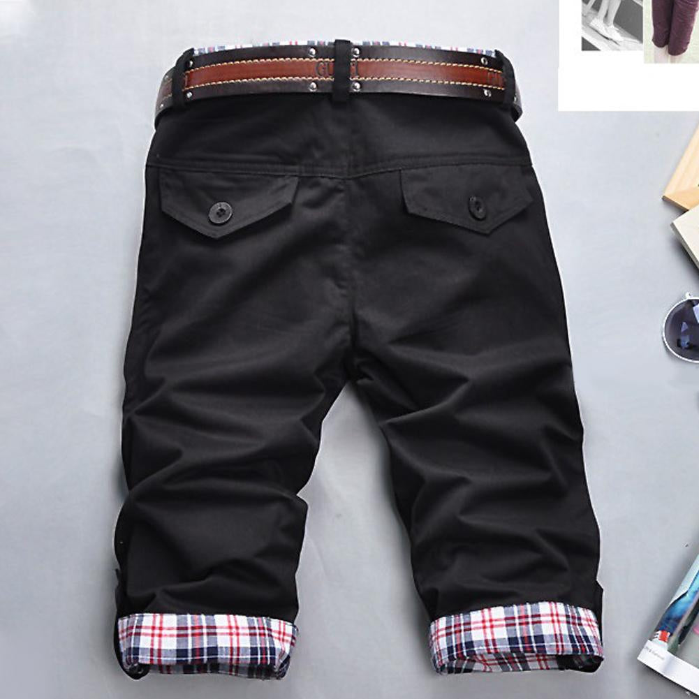 Men's Stylish Check Pattern Shorts with Belt-The Yellow Prime