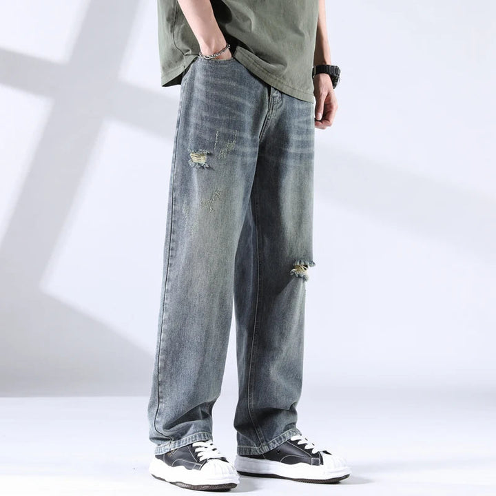 Men's Distressed Denim Jeans-The Yellow Prime