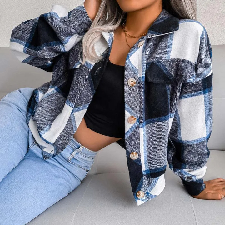 Women's Checkered Plaid Jacket-The Yellow Prime