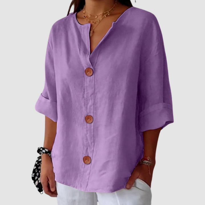 Leah | Women's Casual Linen Blouse-The Yellow Prime