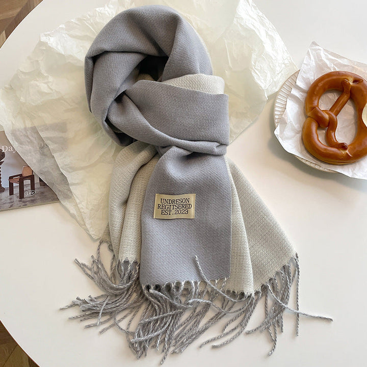 Women's Reversible Fringed Cashmere Winter Scarf-The Yellow Prime