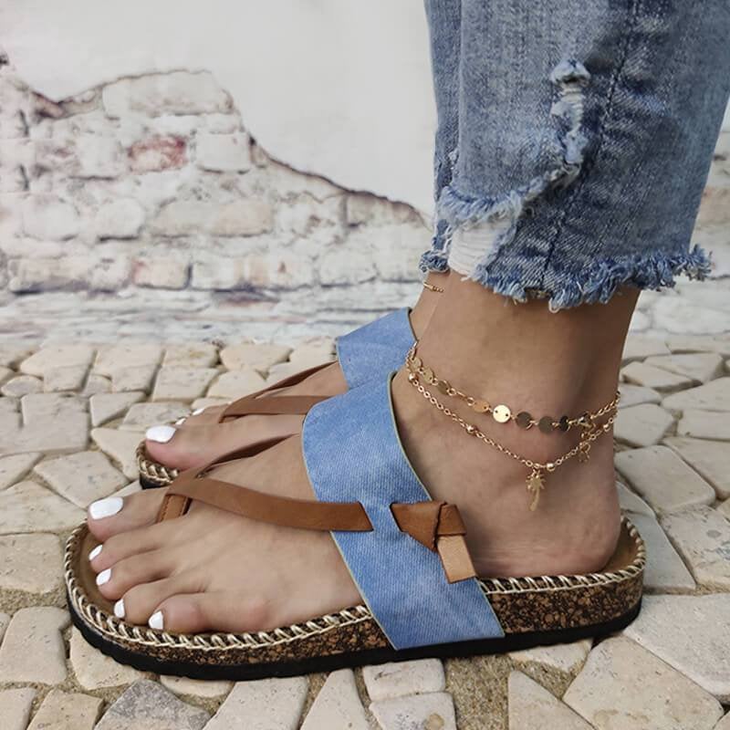Isa | Women's Elegant and Comfortable Blue Flip-Flops-The Yellow Prime
