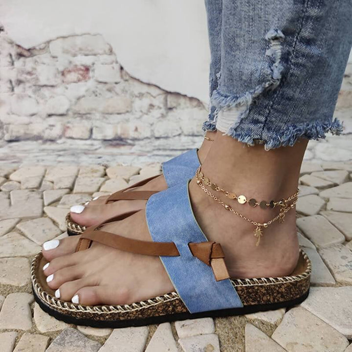 Isa | Women's Elegant and Comfortable Blue Flip-Flops-The Yellow Prime