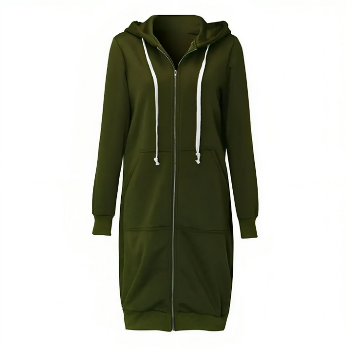 Women's Soft Long Zip Hoodie - Relaxed Fit Cotton Blend-The Yellow Prime