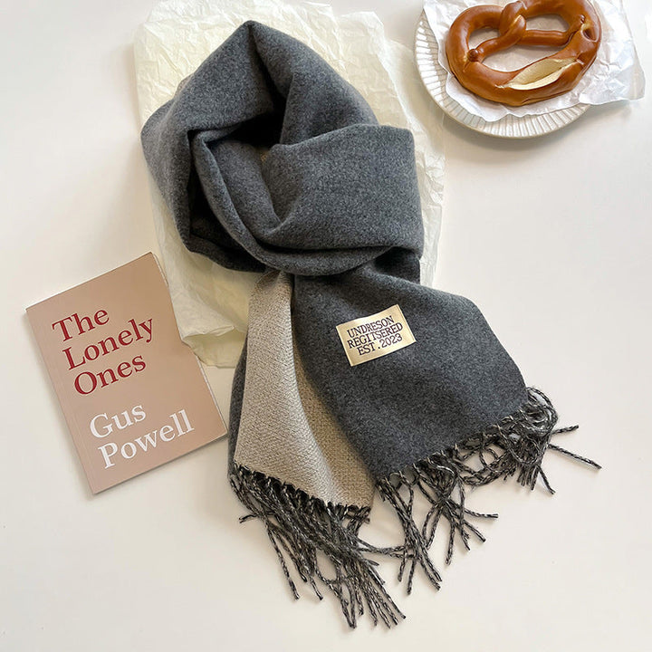 Women's Reversible Fringed Cashmere Winter Scarf-The Yellow Prime