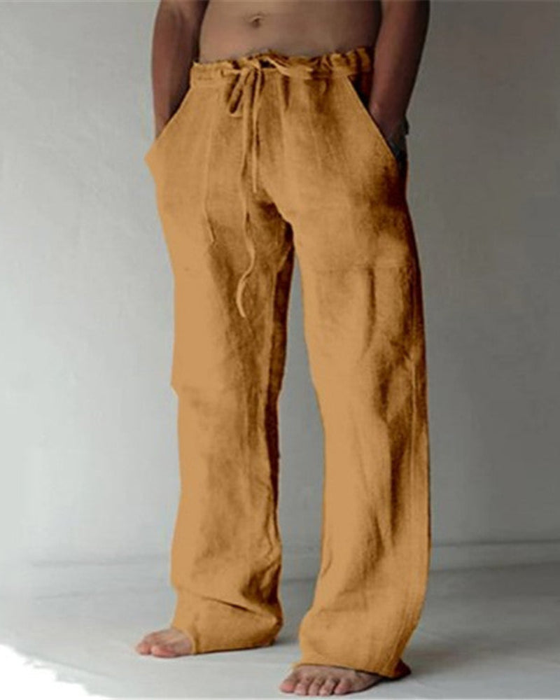 Men's Lightweight Linen Trousers for Spring and Autumn-The Yellow Prime