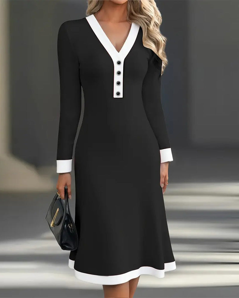 Kaylin | Women's Stylish Long-Sleeve Dress-The Yellow Prime
