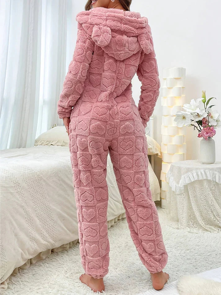 Women's Cozy Fluffy Night Jumpsuit-The Yellow Prime