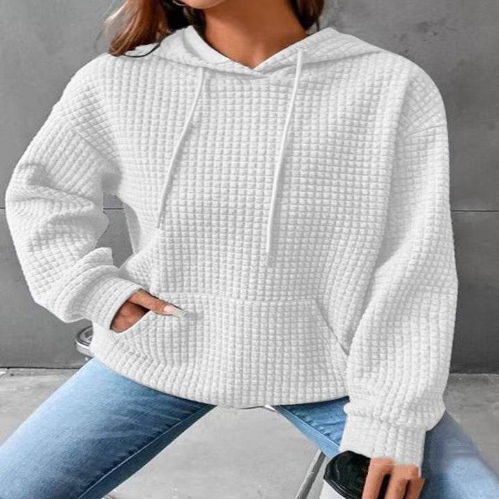 Women's Soft Cozy Waffle Knit Hoodie Sweater for Layering-The Yellow Prime