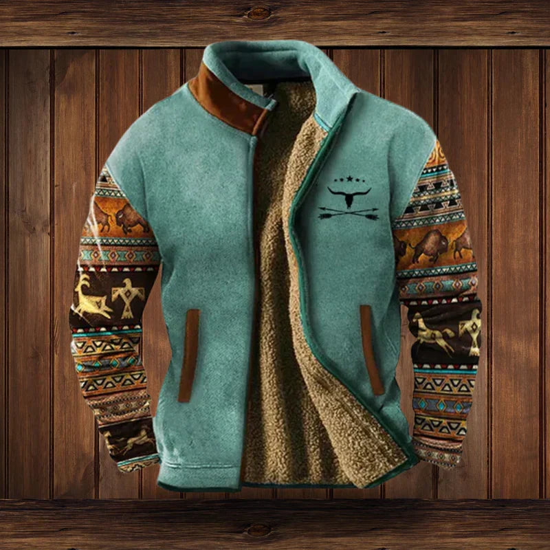 Men's Warm Western-Style Jacket for Cold Weather Comfort