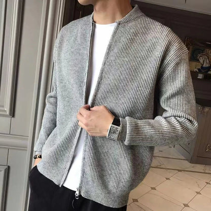 Men's Ribbed Zip-Front Cardigan in Relaxed Fit – Cozy Fall & Winter