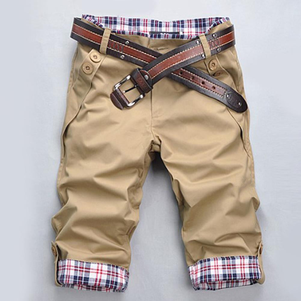 Men's Stylish Check Pattern Shorts with Belt-The Yellow Prime