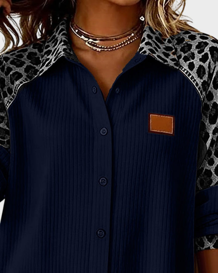 Jackie | Women's Leopard Print Button-Down Shirt-The Yellow Prime
