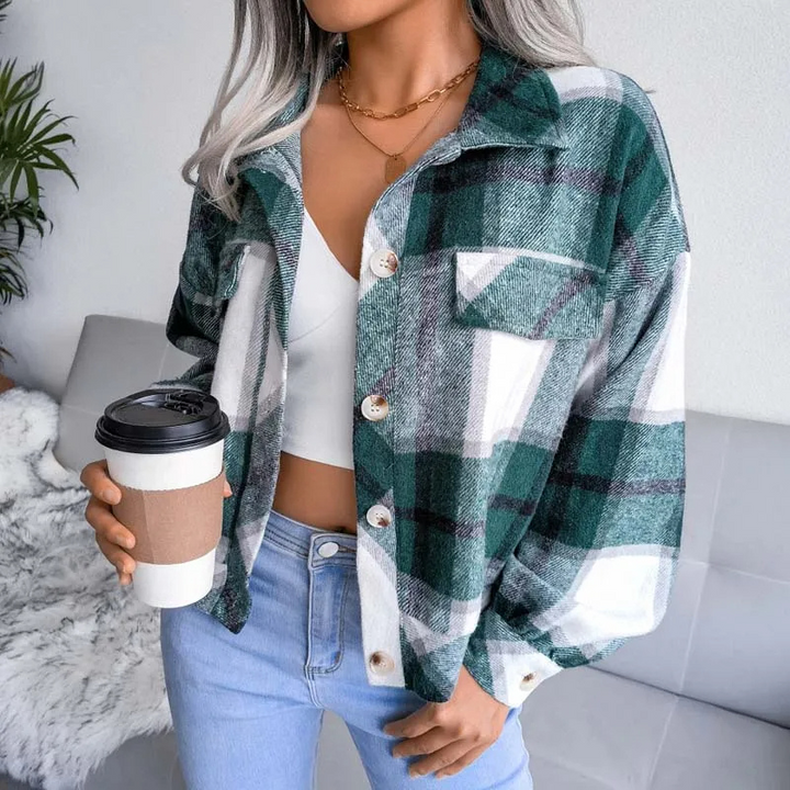 Women's Checkered Plaid Jacket-The Yellow Prime