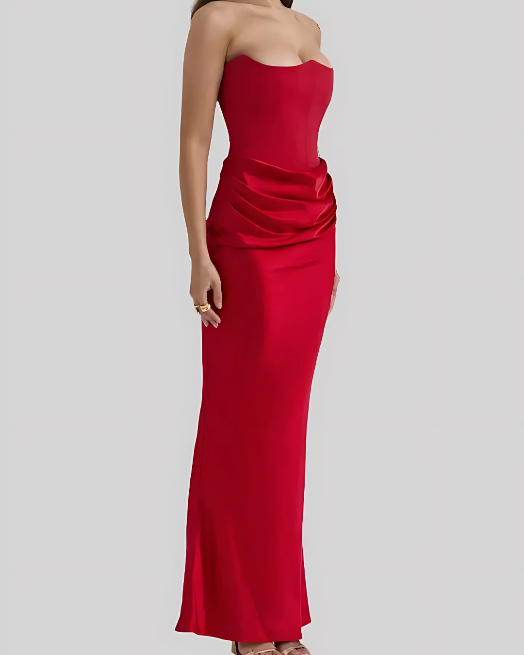 Elisabetta | Women's Draped Maxi Dress for Wedding Guests-The Yellow Prime
