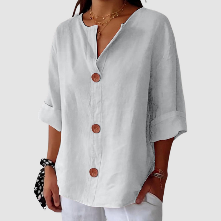Leah | Women's Casual Linen Blouse-The Yellow Prime