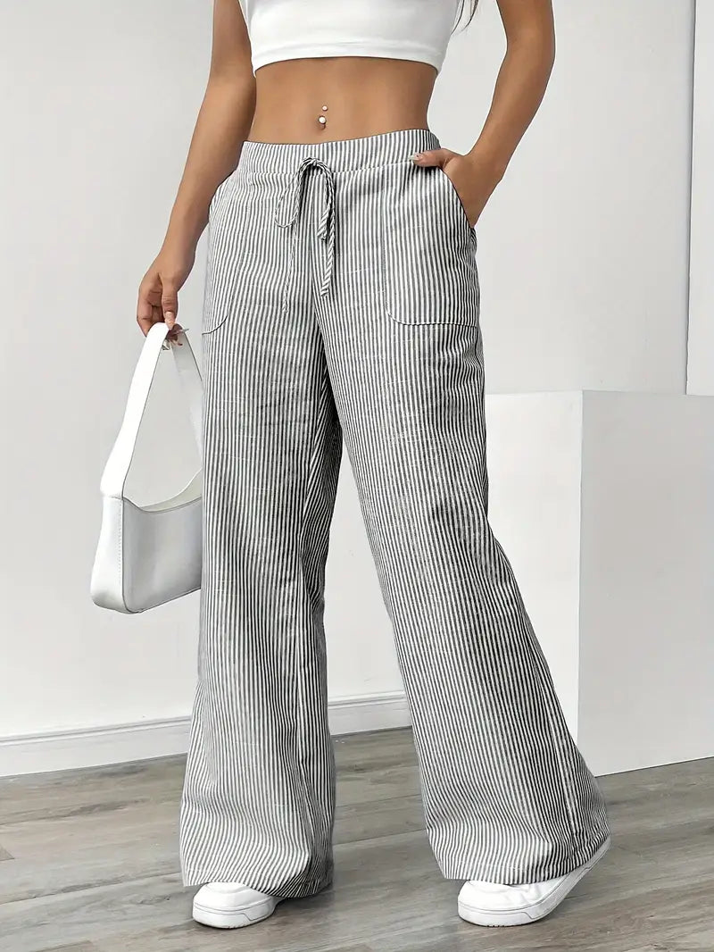 Elise | Women's Relaxed Stripe Casual Pants-The Yellow Prime