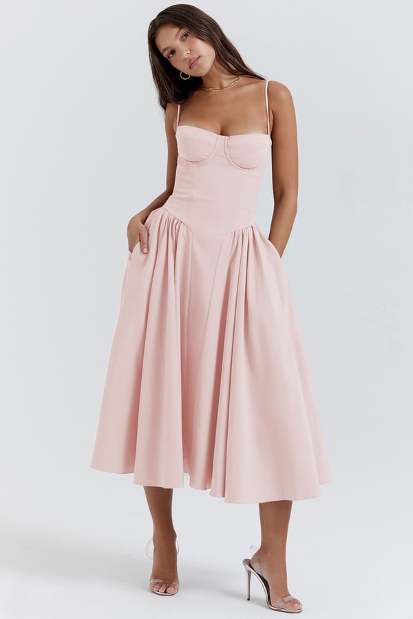 Women's Corset Midi Dress in Heidi-Style Design-The Yellow Prime